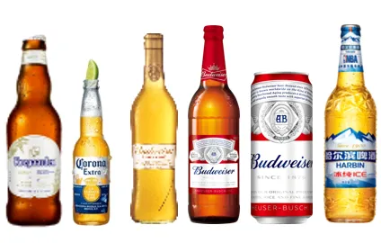 百威啤酒、哈尔滨啤酒、科罗娜精酿啤酒、福佳精酿啤酒等