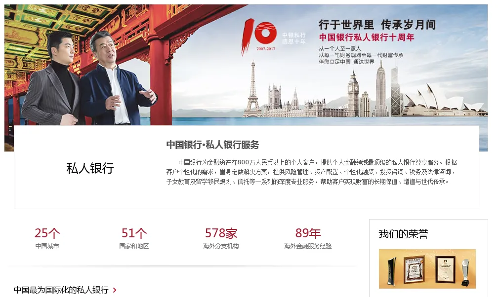 中国银行私人银行服务